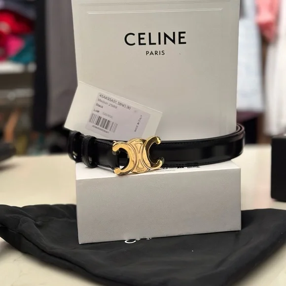 Celine | Accessories | Celine Gold And Black Leather Belt  display picture 3